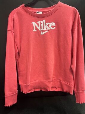 Nike Coral Pink Crewneck Sweatshirt with White Logo